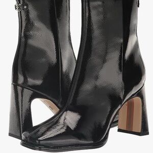 Black Patent Leather Ankle Boots